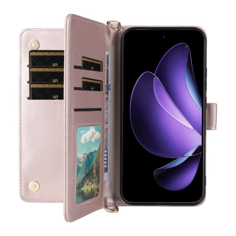 Housse Oppo Reno 13 5G Design Rétro avec Lanière et Bandoulière