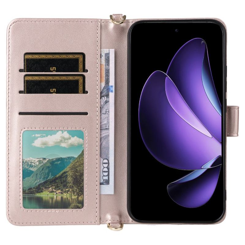 Housse Oppo Reno 13 5G Design Rétro avec Lanière et Bandoulière
