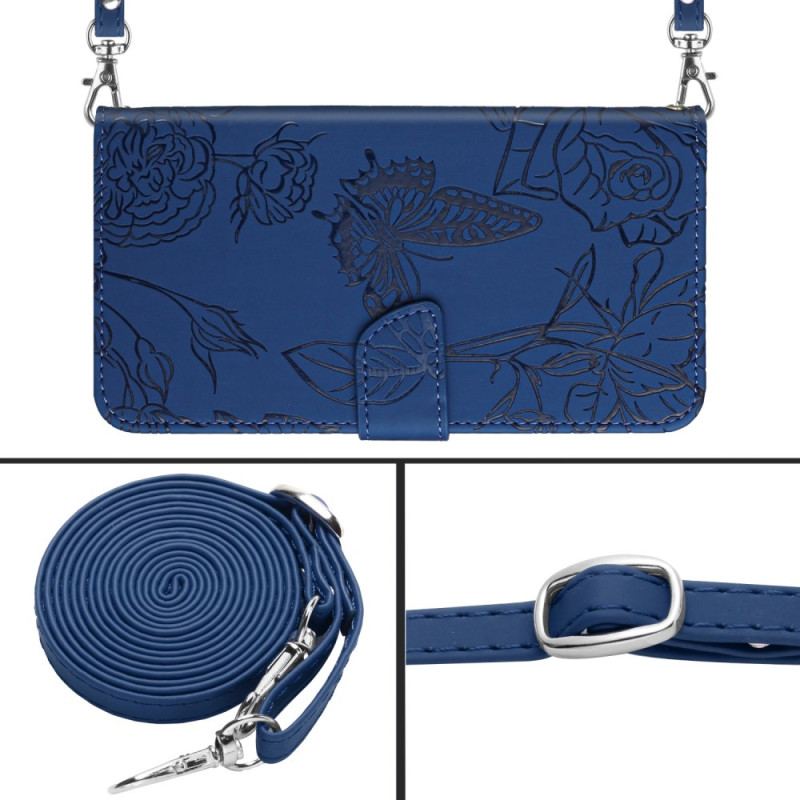 Housse Oppo Reno 13 5G Empreinte Papillons à Bandoulière