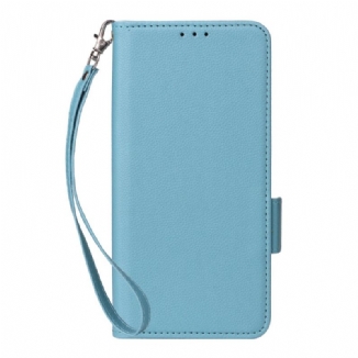 Housse Oppo Reno 13 5G Simili Cuir Litchi à Lanière