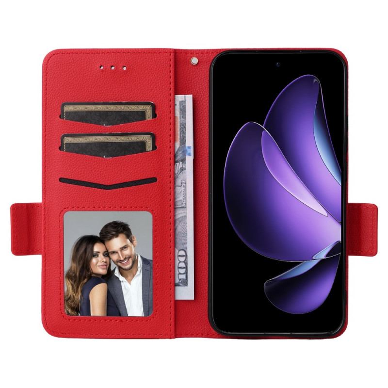Housse Oppo Reno 13 5G Simili Cuir Litchi à Lanière