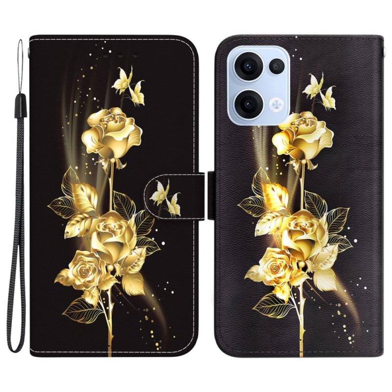 Housse Oppo Reno1 3 5G Papillons Dorés et Roses
