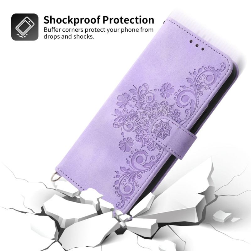 Housse Xiaomi 13 Fleurs Dentelles avec Lanière et Bandoulière