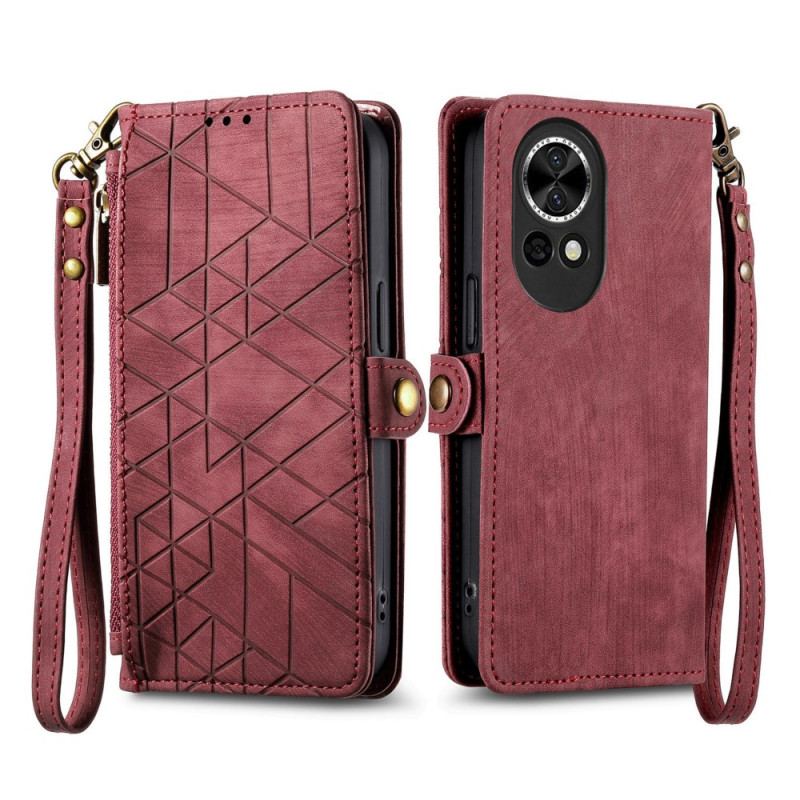 Housse Huawei nova 13 Portefeuille Zippé Motif Géométrique