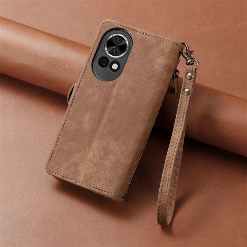 Housse Huawei nova 13 Portefeuille Zippé Motif Géométrique