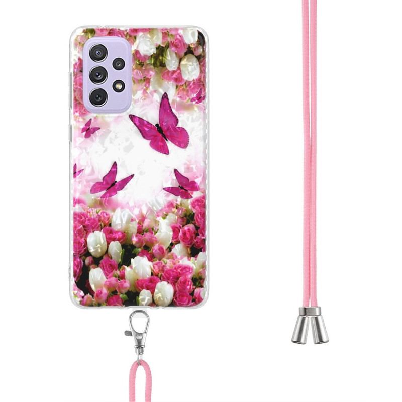 Coque Samsung Galaxy A23 5G à Cordon Papillons