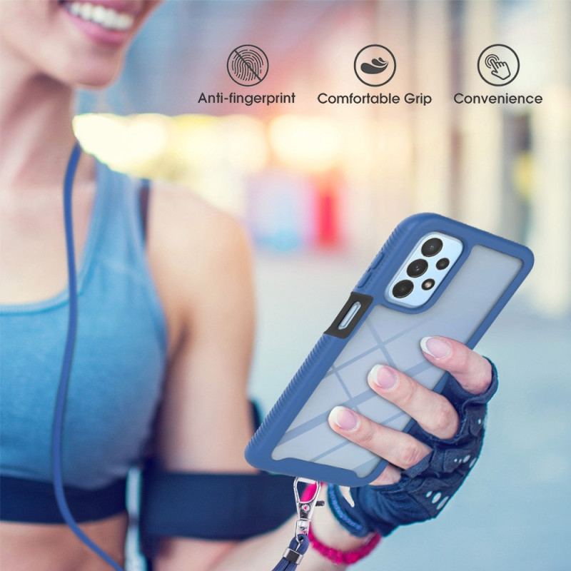 Coque Samsung Galaxy A23 5G Hybride avec Cordon et Contour coloré