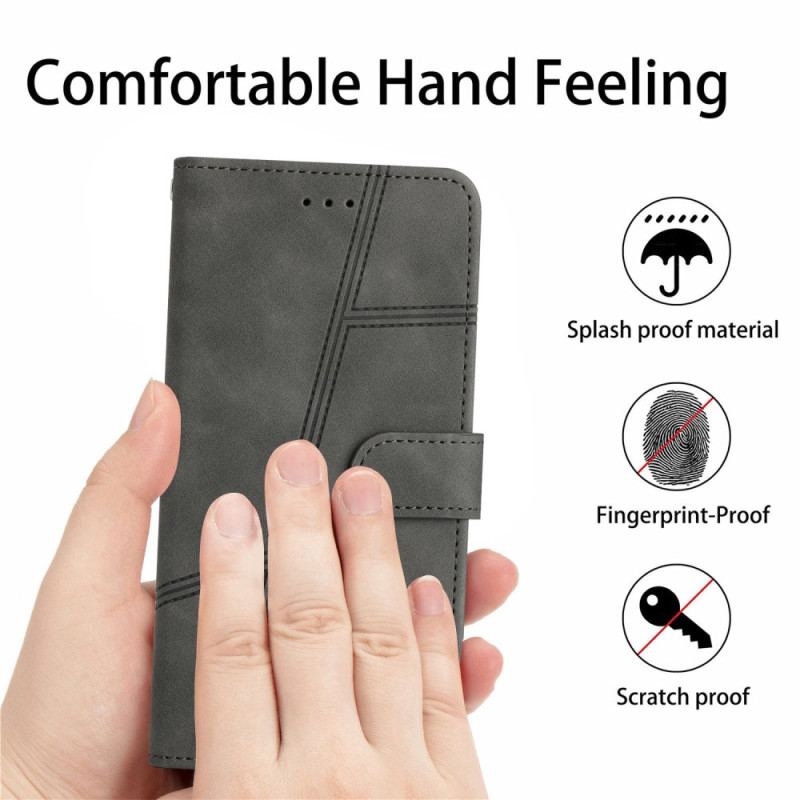 Housse Samsung Galaxy A23 5G Style Cuir Géométrique à Lanière