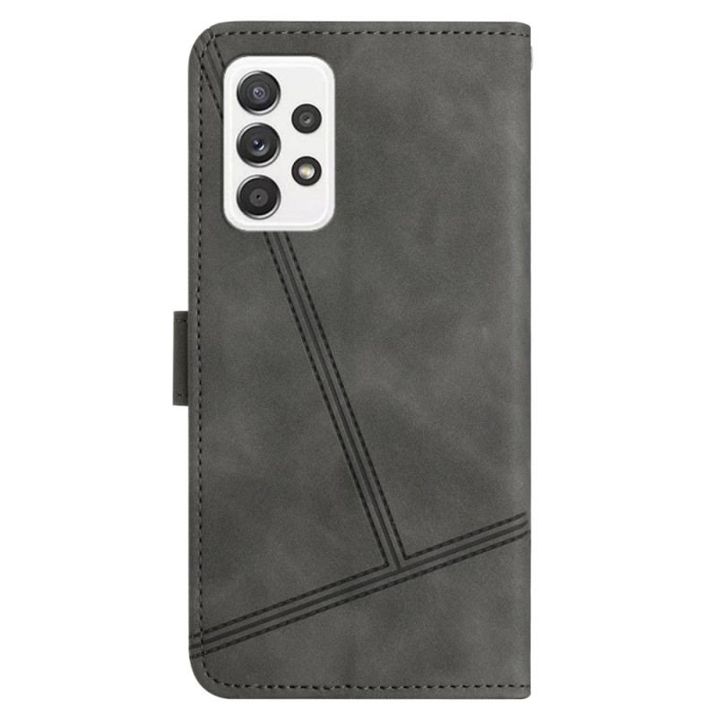 Housse Samsung Galaxy A23 5G Style Cuir Géométrique à Lanière