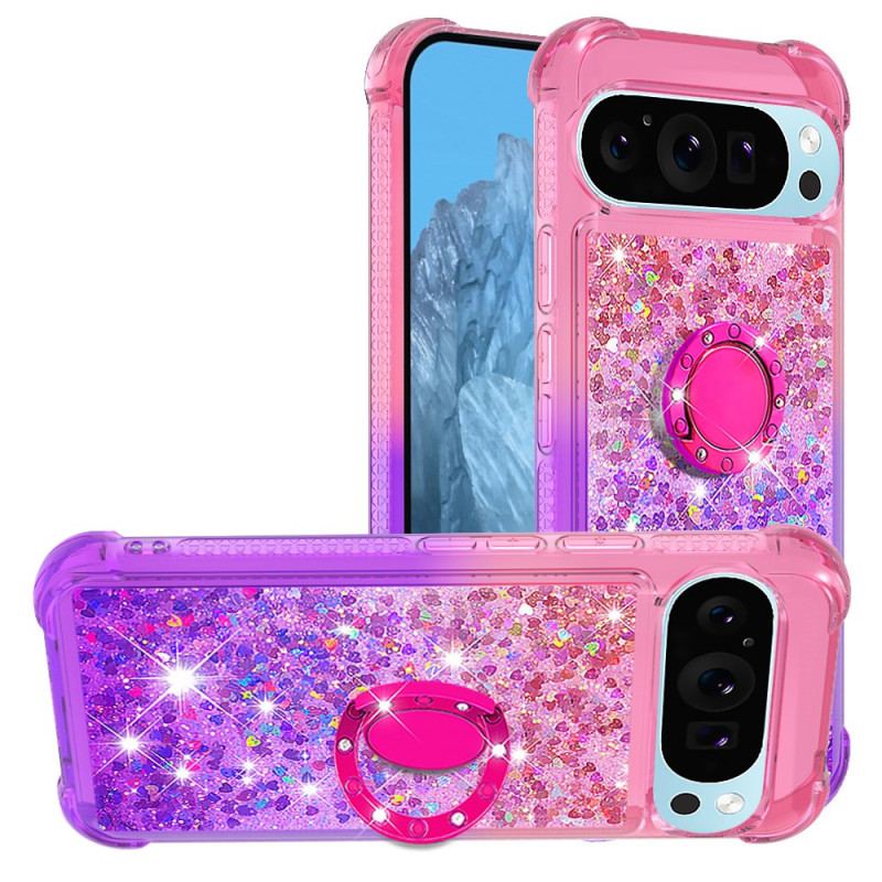 Coque Google Pixel 9 Pro XL Anneau-Support Dégradé Paillettes