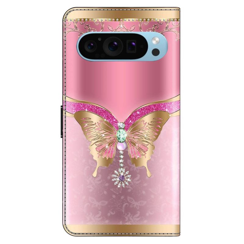 Housse Google Pixel 9 Pro XL Papillon Rose et Or