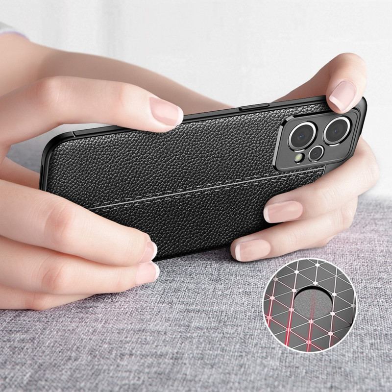 Coque Realme 9 Pro Plus Effet Cuir Litchi Double Line