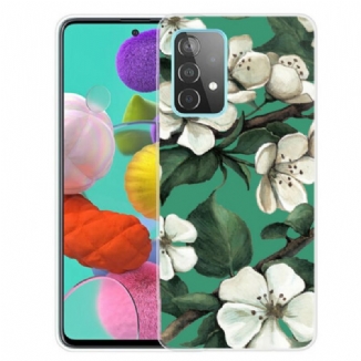 Coque Samsung Galaxy A72 4G / A72 5G Fleurs Blanches Peintes