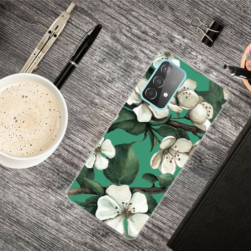 Coque Samsung Galaxy A72 4G / A72 5G Fleurs Blanches Peintes