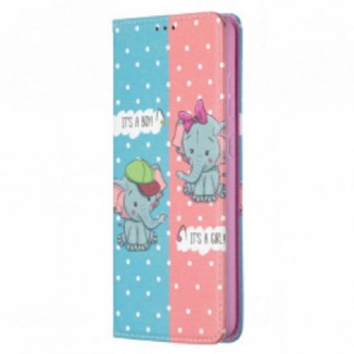 Flip Cover Samsung Galaxy A72 4G / A72 5G Bébés Éléphants