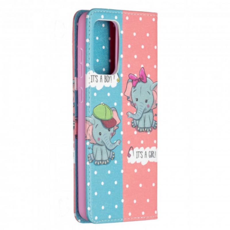 Flip Cover Samsung Galaxy A72 4G / A72 5G Bébés Éléphants