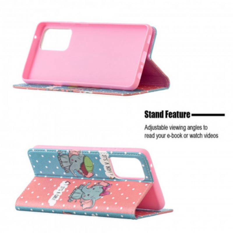 Flip Cover Samsung Galaxy A72 4G / A72 5G Bébés Éléphants