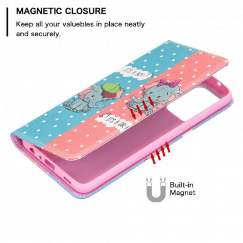 Flip Cover Samsung Galaxy A72 4G / A72 5G Bébés Éléphants