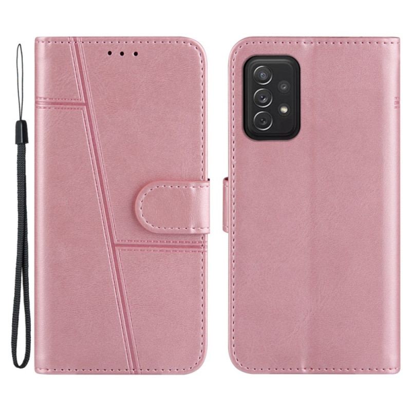 Housse Samsung Galaxy A72 4G / A72 5G Effet Cuir Géo à Lanière