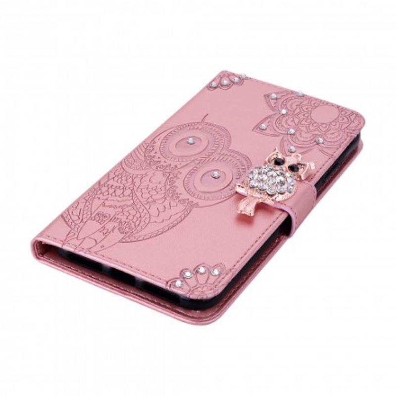 Housse Samsung Galaxy A72 4G / A72 5G Hibou Mandala et Breloque