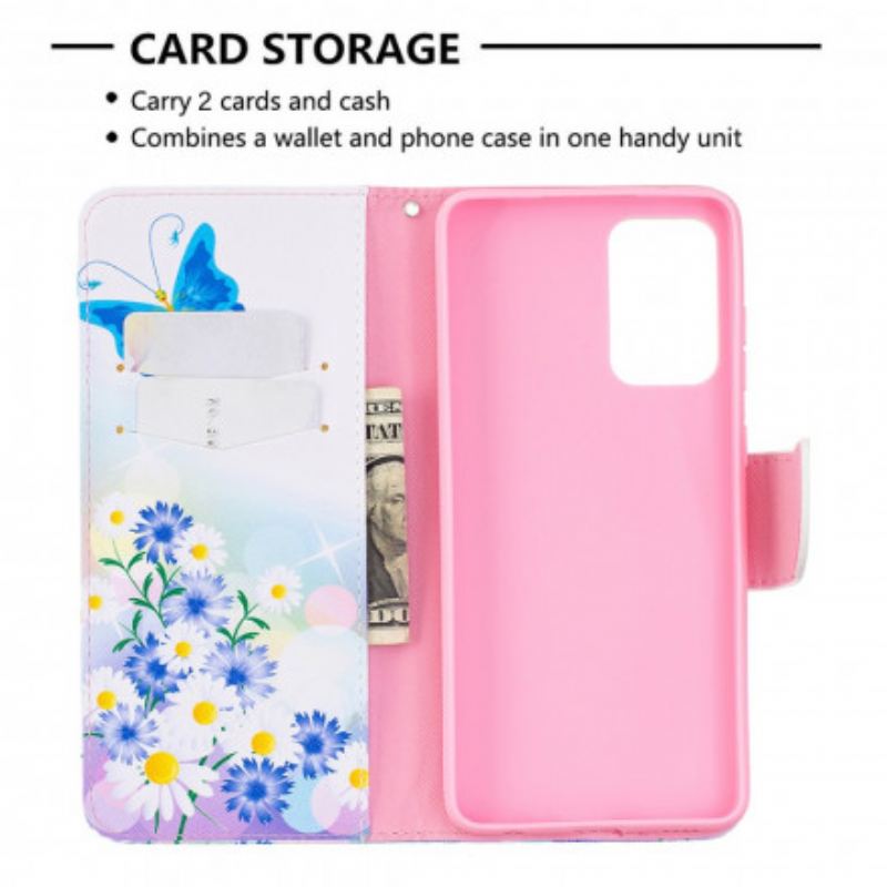 Housse Samsung Galaxy A72 4G / A72 5G Papillons et Fleurs Peints
