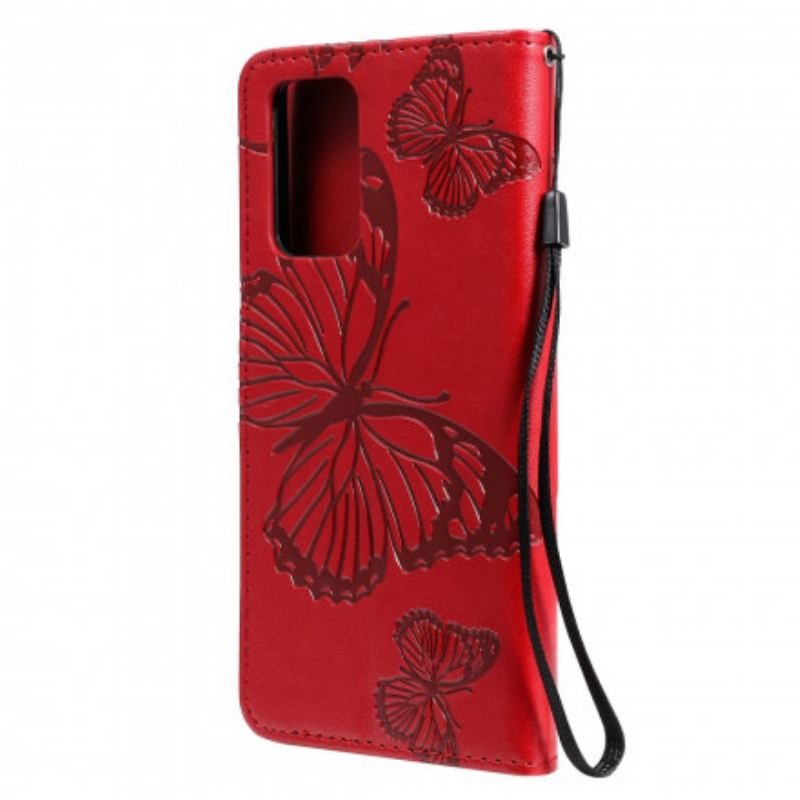 Housse Samsung Galaxy A72 4G / A72 5G Papillons Géants à Lanière