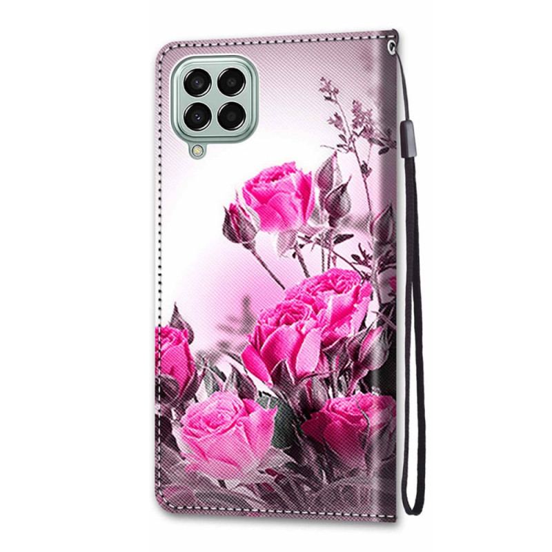 Housse Samsung Galaxy M53 5G Fleurs à Lanière