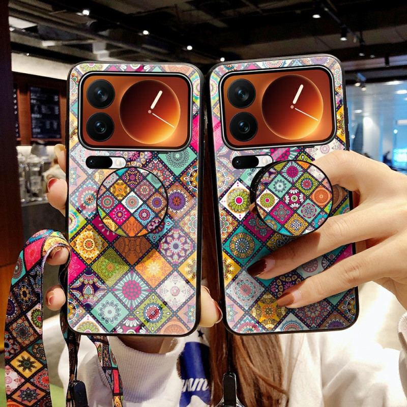 Coque Xiaomi 17 Pro Max Support et Lanière Patchwork