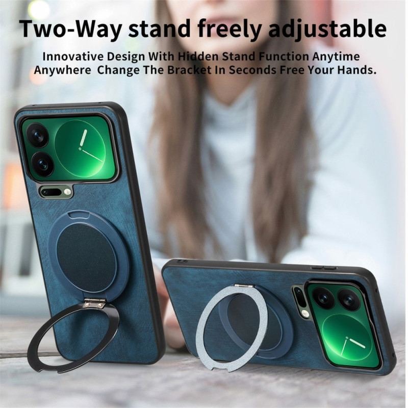 Coque Xiaomi 17 Pro Max Support Rotatif et Texture Cuir Rétro