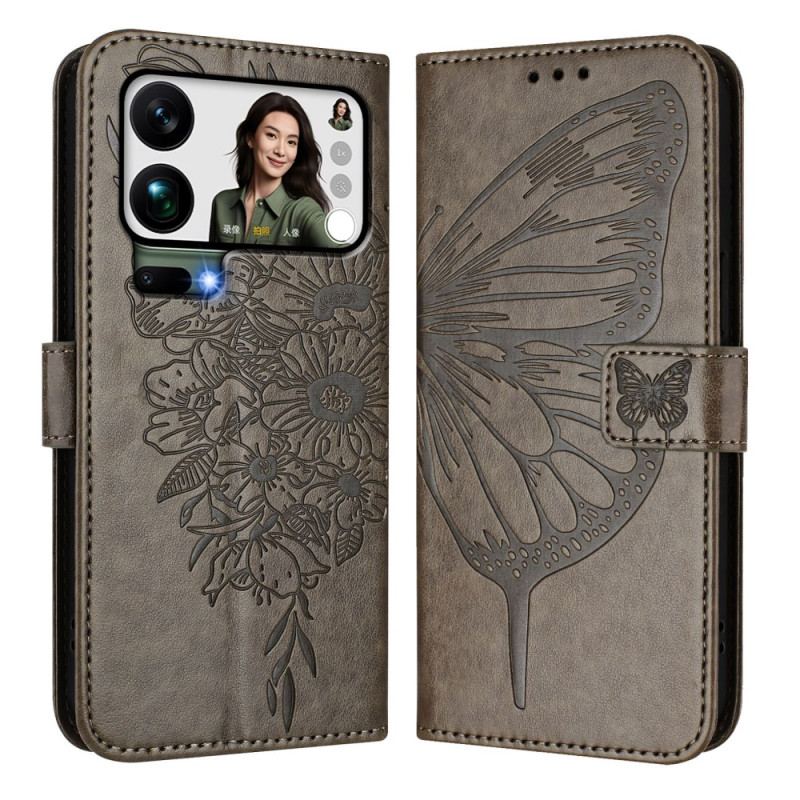 Housse Xiaomi 17 Pro Max Design Papillon à Lanière