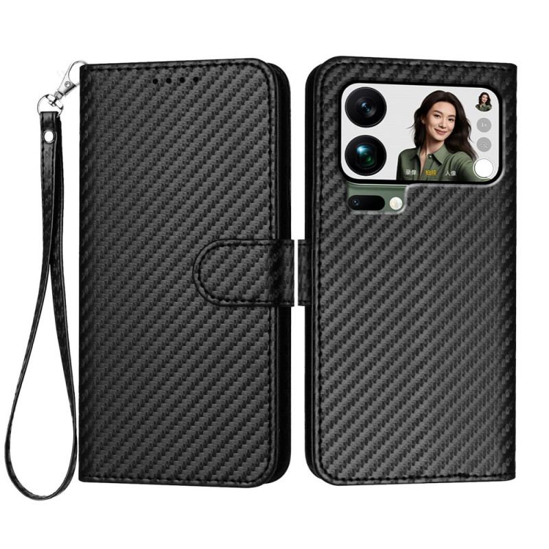 Housse Xiaomi 17 Pro Max Fibre Carbone à Lanière