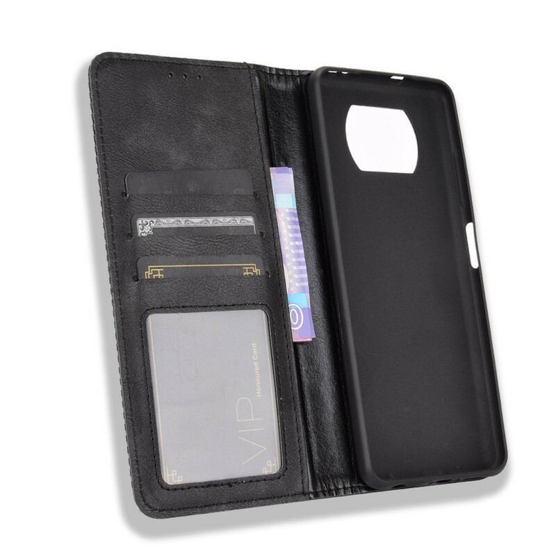 Flip Cover Poco X3 / X3 Pro / X3 NFC Effet Cuir Vintage Stylisé