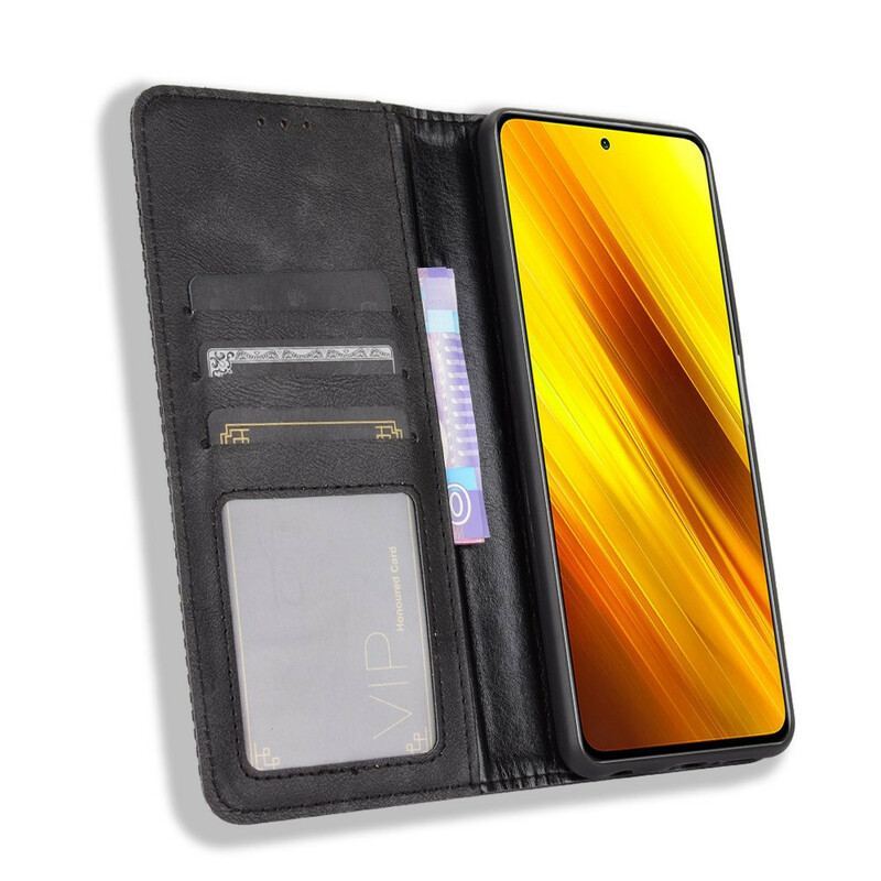 Flip Cover Poco X3 / X3 Pro / X3 NFC Effet Cuir Vintage Stylisé