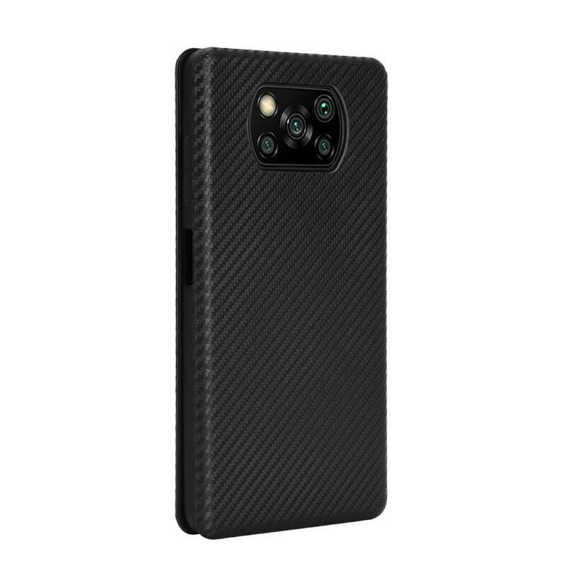 Flip Cover Poco X3 / X3 Pro / X3 NFC Fibre Carbone avec Anneau Support