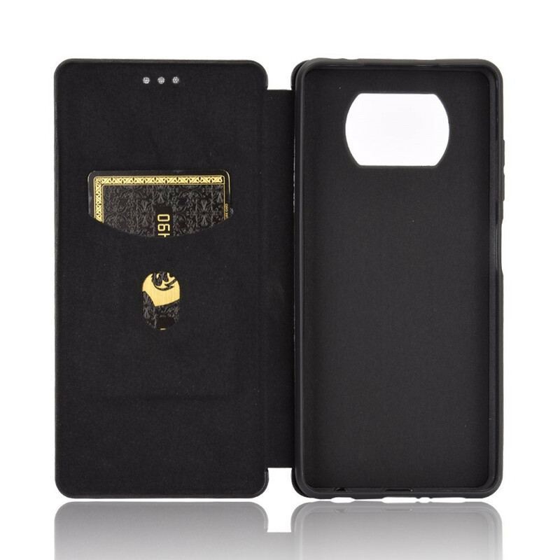 Flip Cover Poco X3 / X3 Pro / X3 NFC Fibre Carbone avec Anneau Support