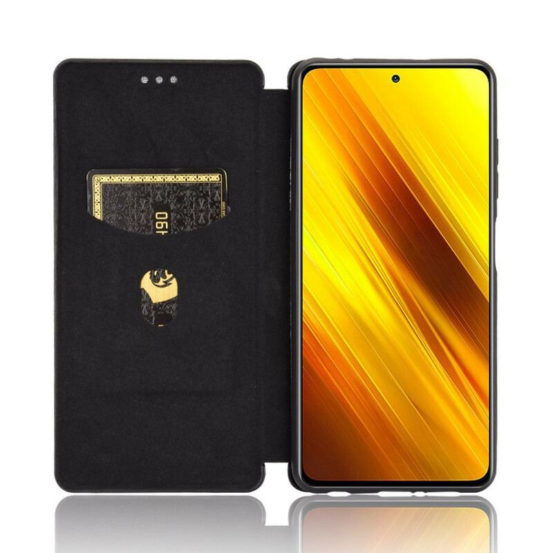 Flip Cover Poco X3 / X3 Pro / X3 NFC Fibre Carbone avec Anneau Support