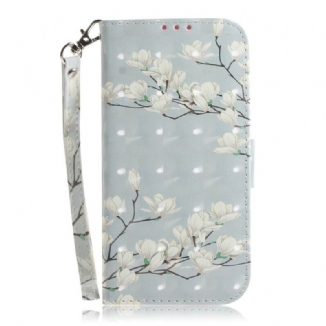Housse Poco X3 / X3 Pro / X3 NFC Branche en Fleurs à Lanière