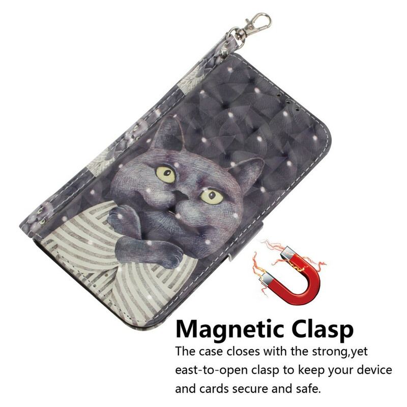 Housse Poco X3 / X3 Pro / X3 NFC Chat Gris à Lanière