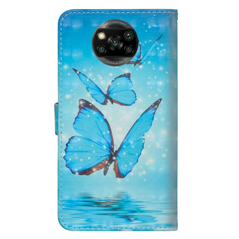 Housse Poco X3 / X3 Pro / X3 NFC Papillons Bleus Volants