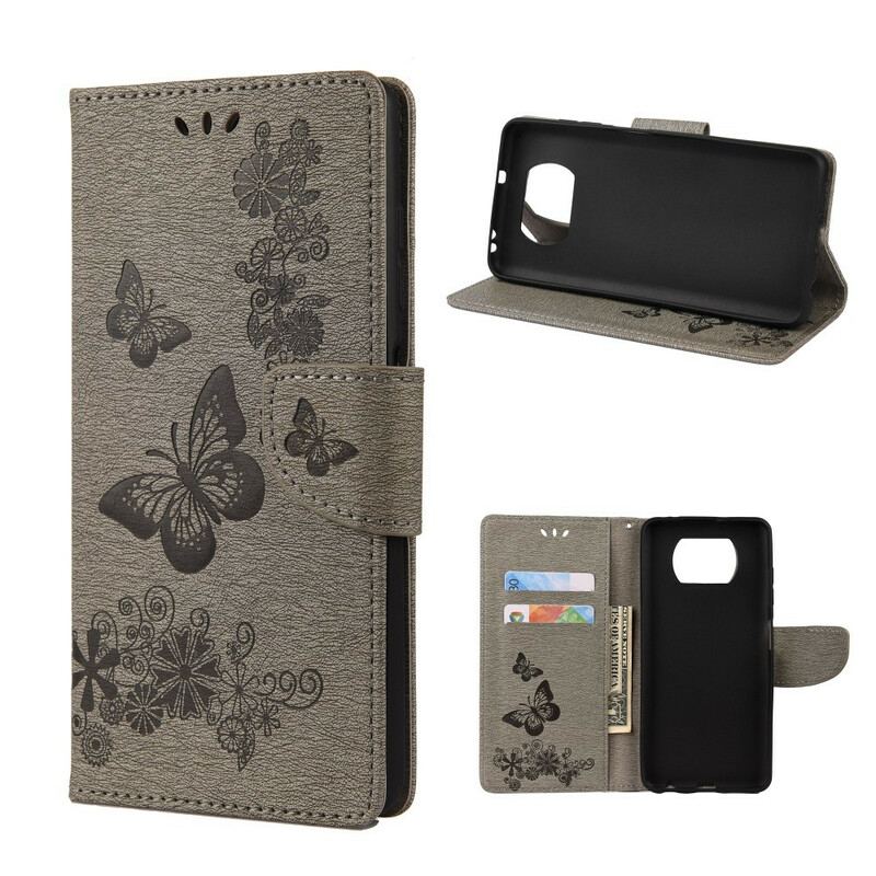 Housse Poco X3 / X3 Pro / X3 NFC Que des Papillons avec Lanière