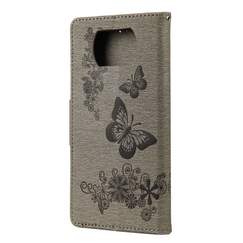 Housse Poco X3 / X3 Pro / X3 NFC Que des Papillons avec Lanière