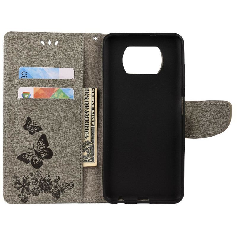 Housse Poco X3 / X3 Pro / X3 NFC Que des Papillons avec Lanière