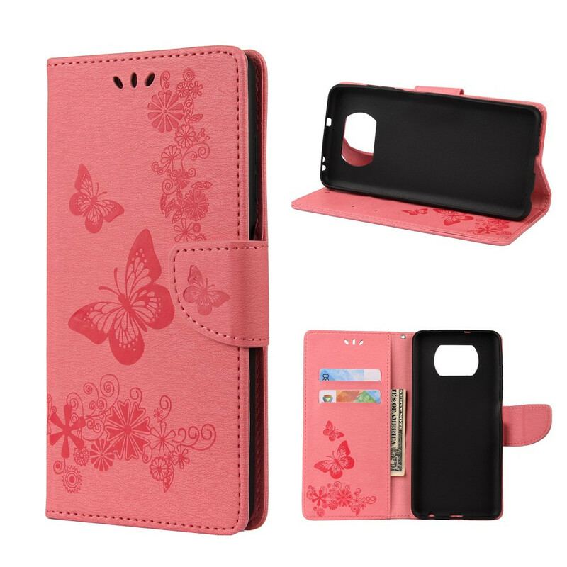Housse Poco X3 / X3 Pro / X3 NFC Que des Papillons avec Lanière