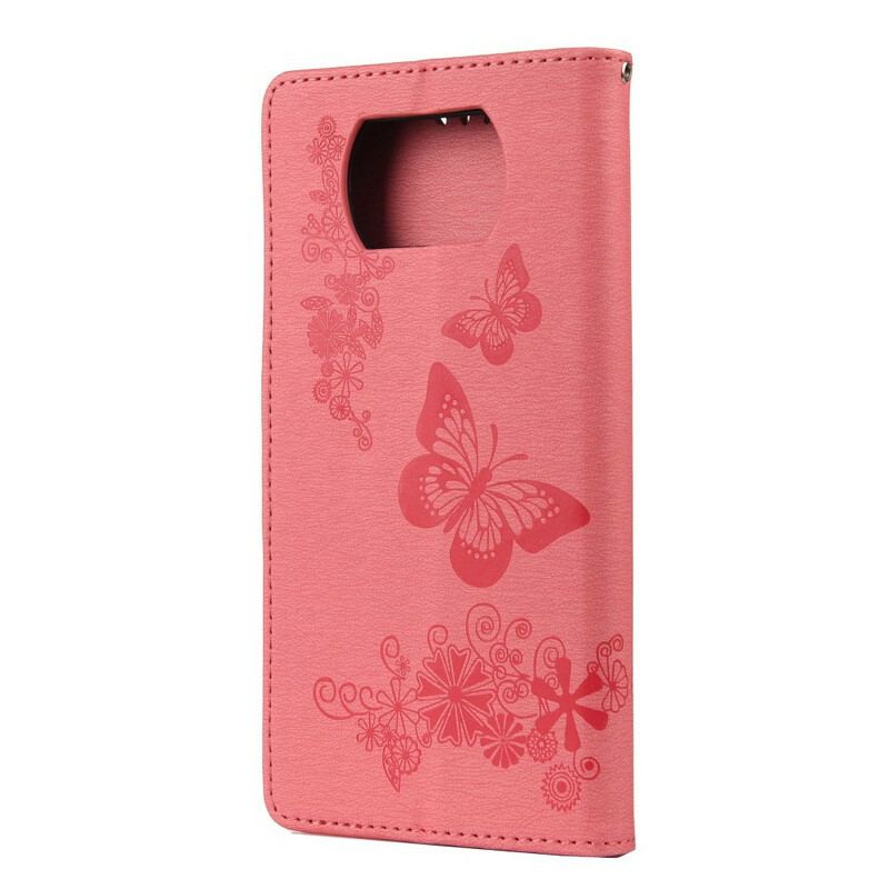 Housse Poco X3 / X3 Pro / X3 NFC Que des Papillons avec Lanière