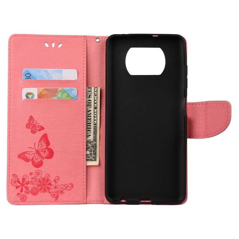 Housse Poco X3 / X3 Pro / X3 NFC Que des Papillons avec Lanière