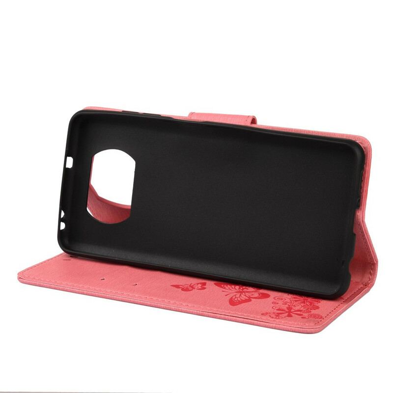 Housse Poco X3 / X3 Pro / X3 NFC Que des Papillons avec Lanière