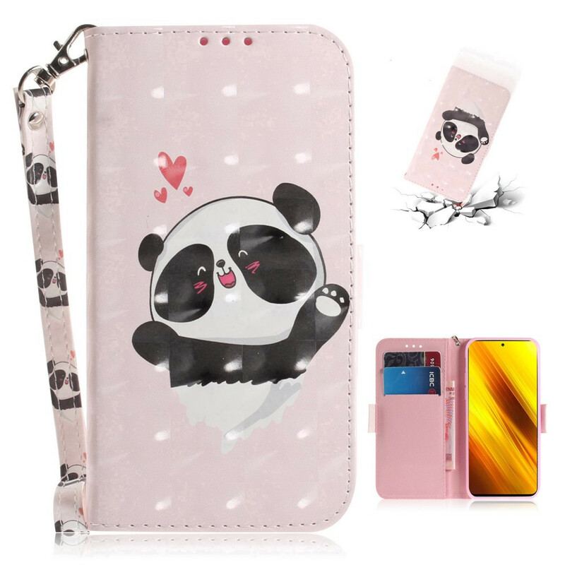 Housse Xiaomi Poco X3 / X3 Pro / X3 NFC Panda Love à Lanière