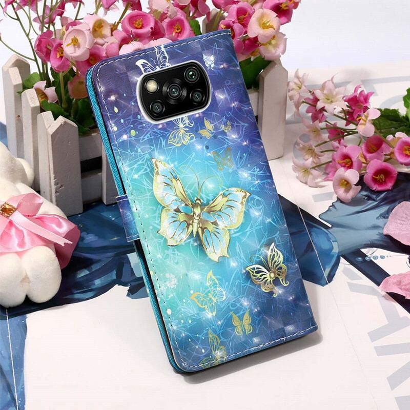 Housse Xiaomi Poco X3 / X3 Pro / X3 NFC Papillons Dorés