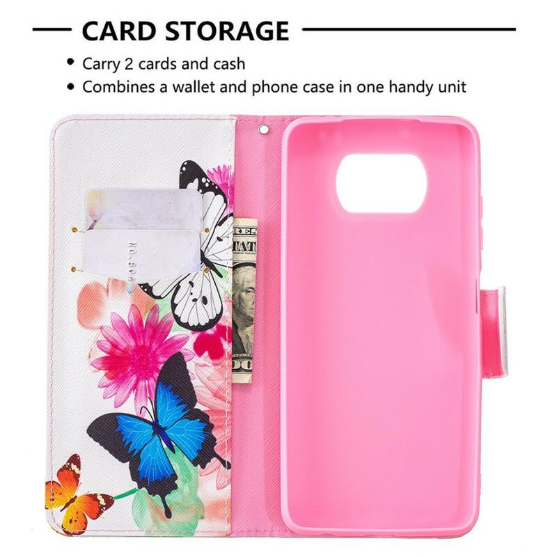 Housse Xiaomi Poco X3 / X3 Pro / X3 NFC Papillons et Fleurs Peints