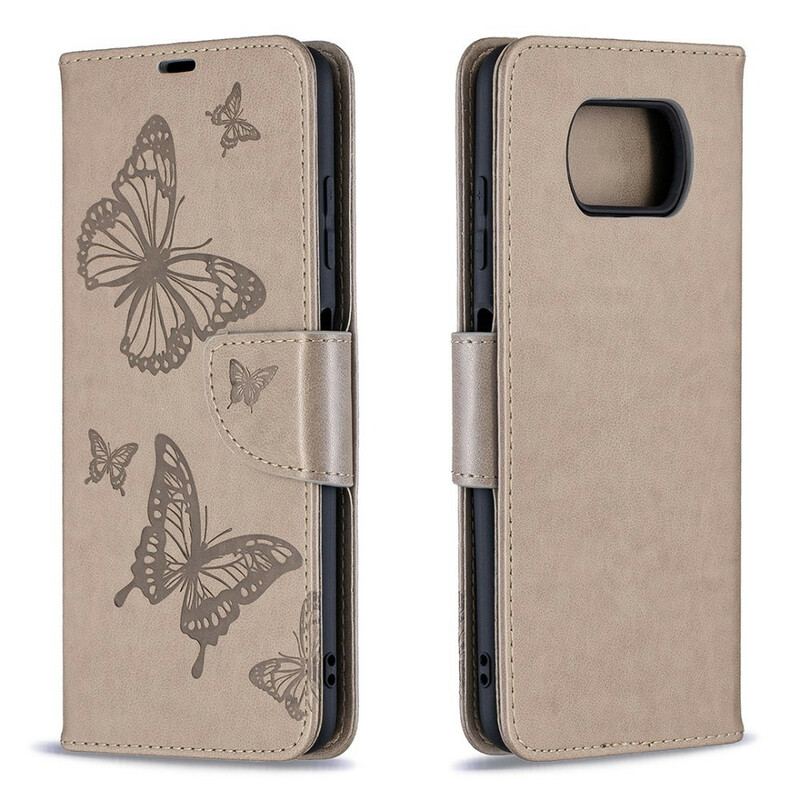 Housse Xiaomi Poco X3 / X3 Pro / X3 NFC Papillons Imprimés à Lanière
